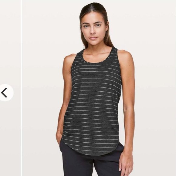 lululemon athletica Tops - Lululemon Love Pleated Tank Gray White Striped Cotton Racerback Top Shirt - 6